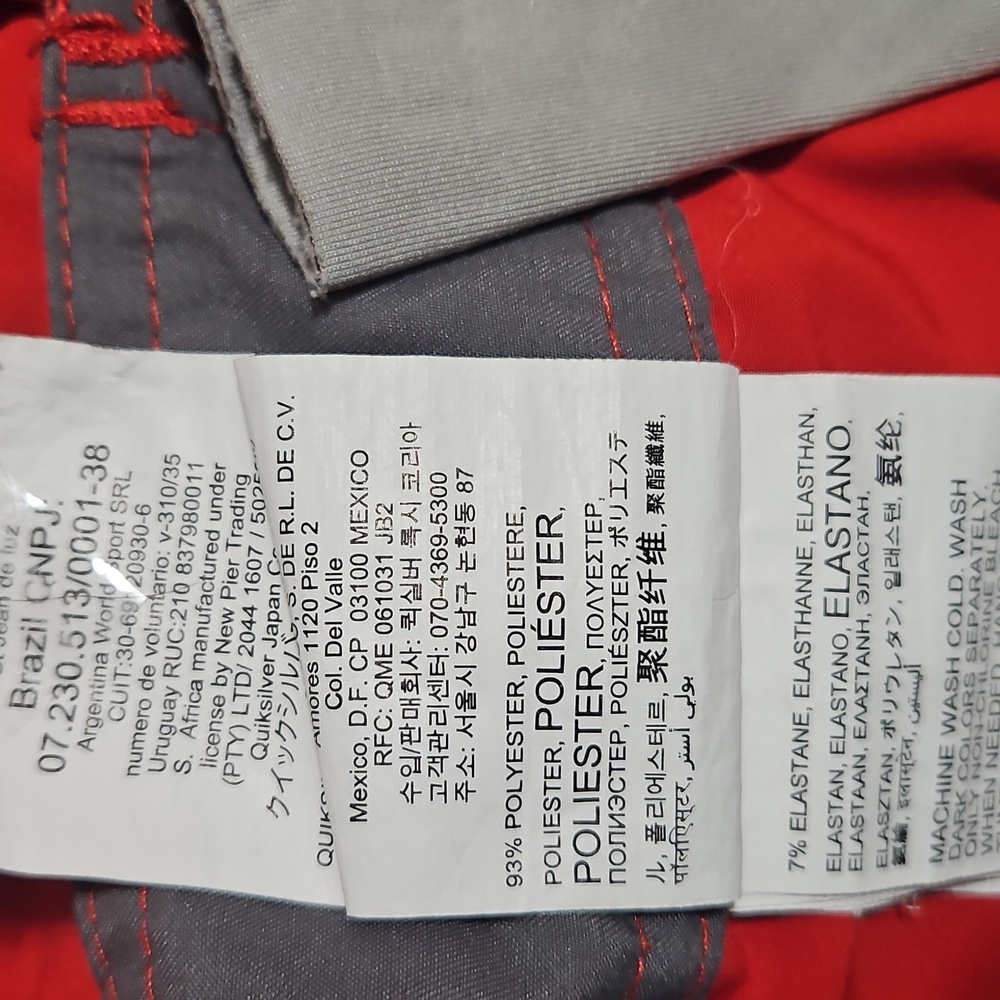 Quiksilver Waterman Red Gray Swim Summer Trunks  Men Size M Pre-Owned Eco Style - Picture 13 of 17